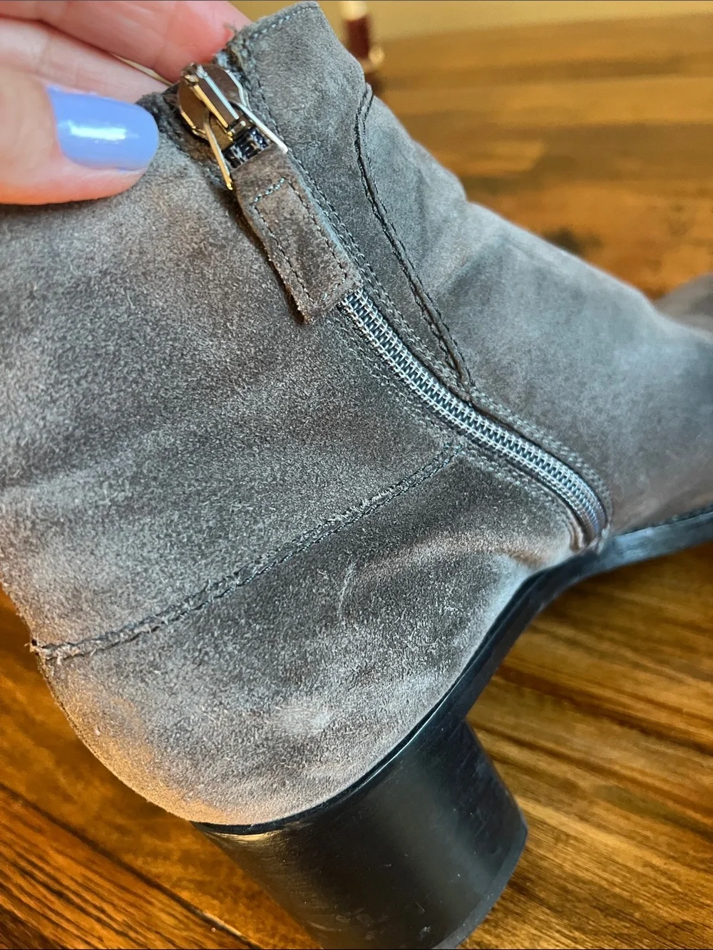 Aquatalia Tilda Weatherproof Suede Bootie in Gray Sz 10